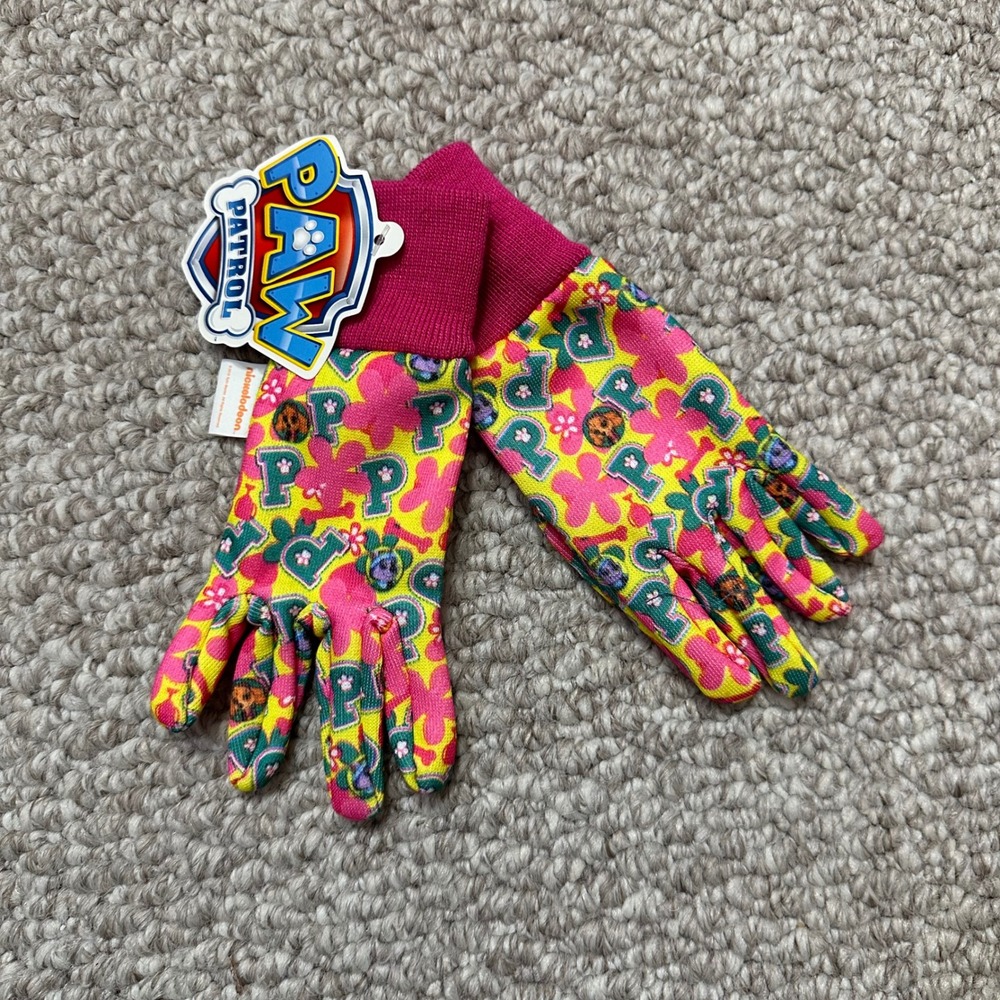 Paw Patrol Kids Jersey Garden Gloves Skye Marshall Floral Nickelodeon NWT
